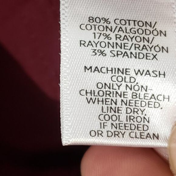 Ann Taylor LOFT Skinny Jean Size 6 Marisa Burgundy Moto Gold Ankle Pocket Zipper - Picture 9 of 9